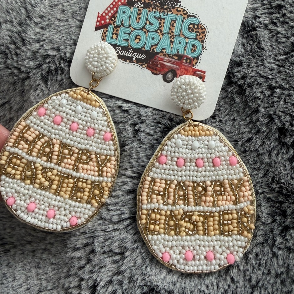 Beaded Teardrop Earrings with Pink and Gold Accents